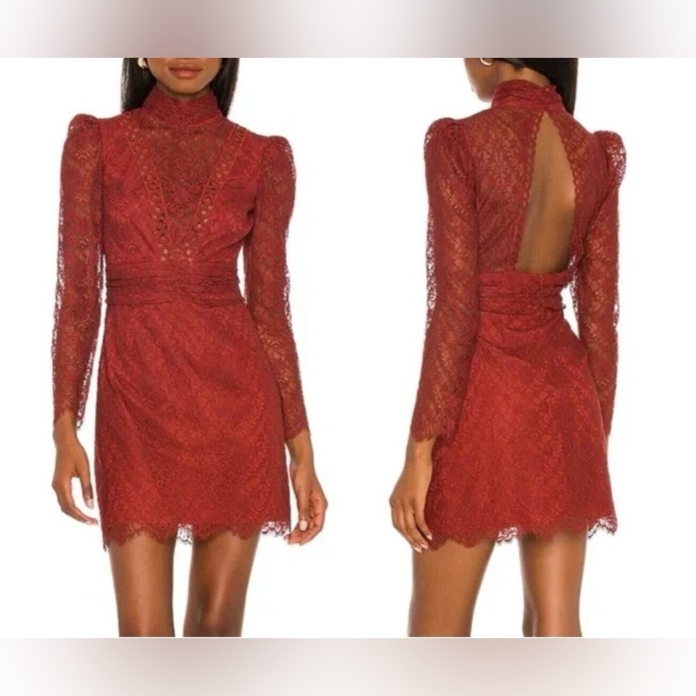 Saylor Celia Elegant Burgundy Lace Dress size XS